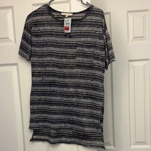Gilded Intent Black and Gray Striped Short Sleeve Tee